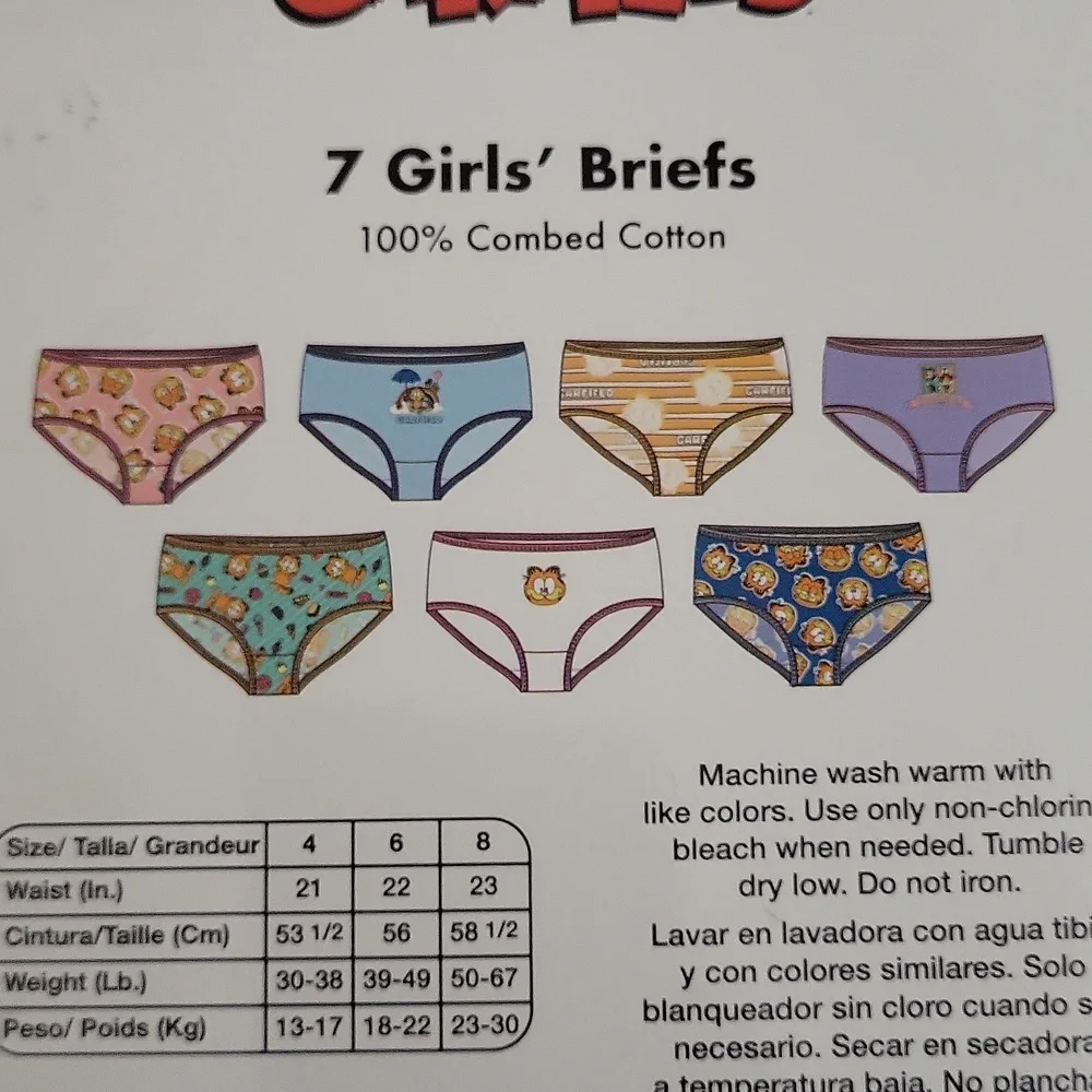 Stitch And Garfield Kids Briefs 7-Pack Each size 6